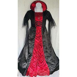 Spirit Halloween Royal Vampiress Dress Costume Queen Vampire Red Black Girl MED